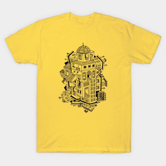 Illusion-buildings T-Shirt by awcomix